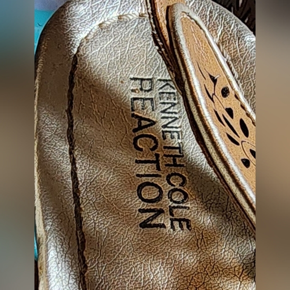 Kenneth Cole Wedge Sandals Cork Leather Tan Women's 7 1/2 M BENIFITS CHARITY - Picture 7 of 8